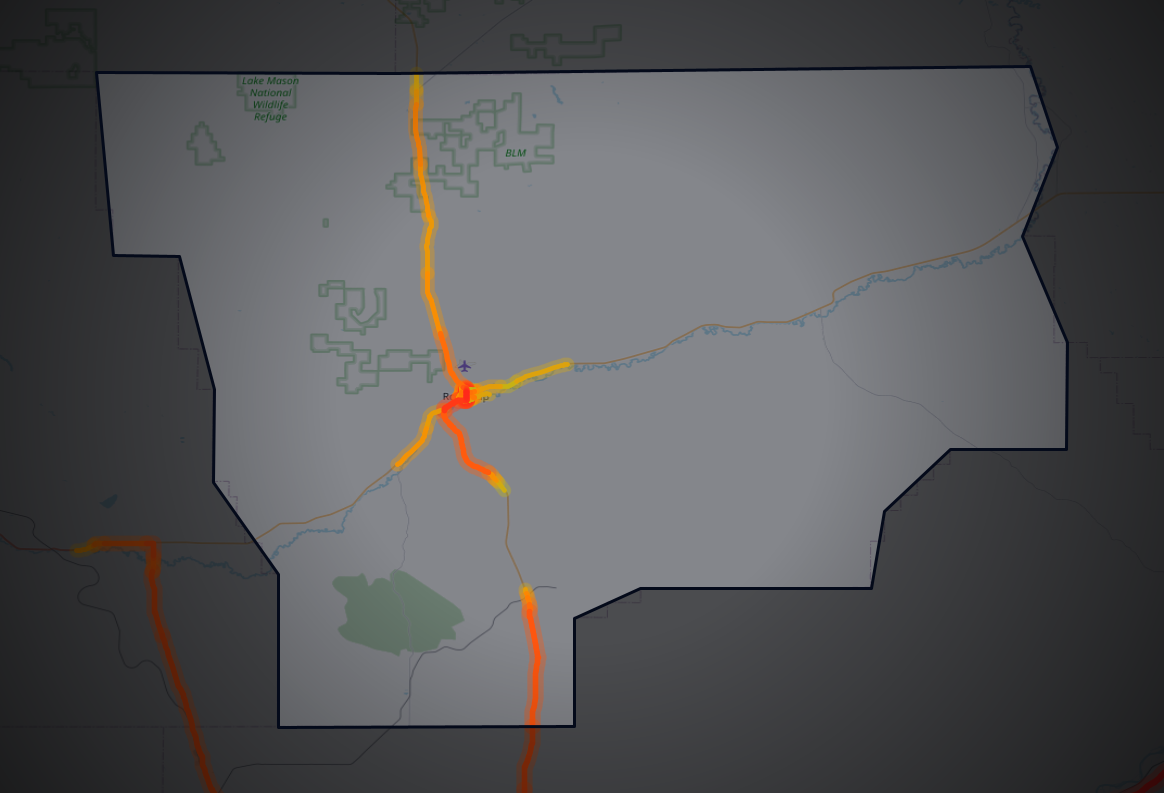 Traffic map of Musselshell, Montana