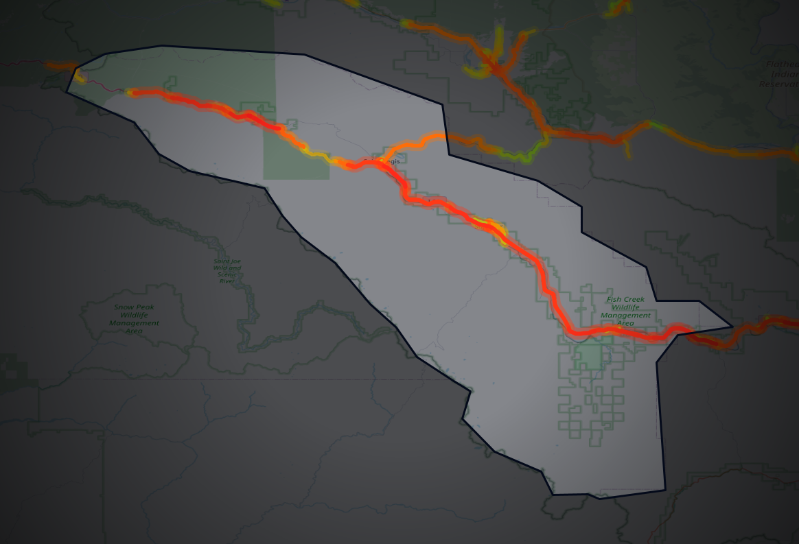 Traffic map of Mineral, Montana