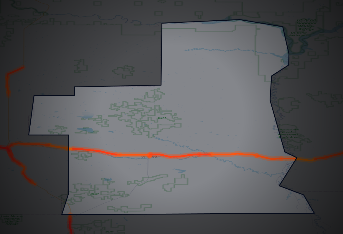 Traffic map of Petroleum, Montana