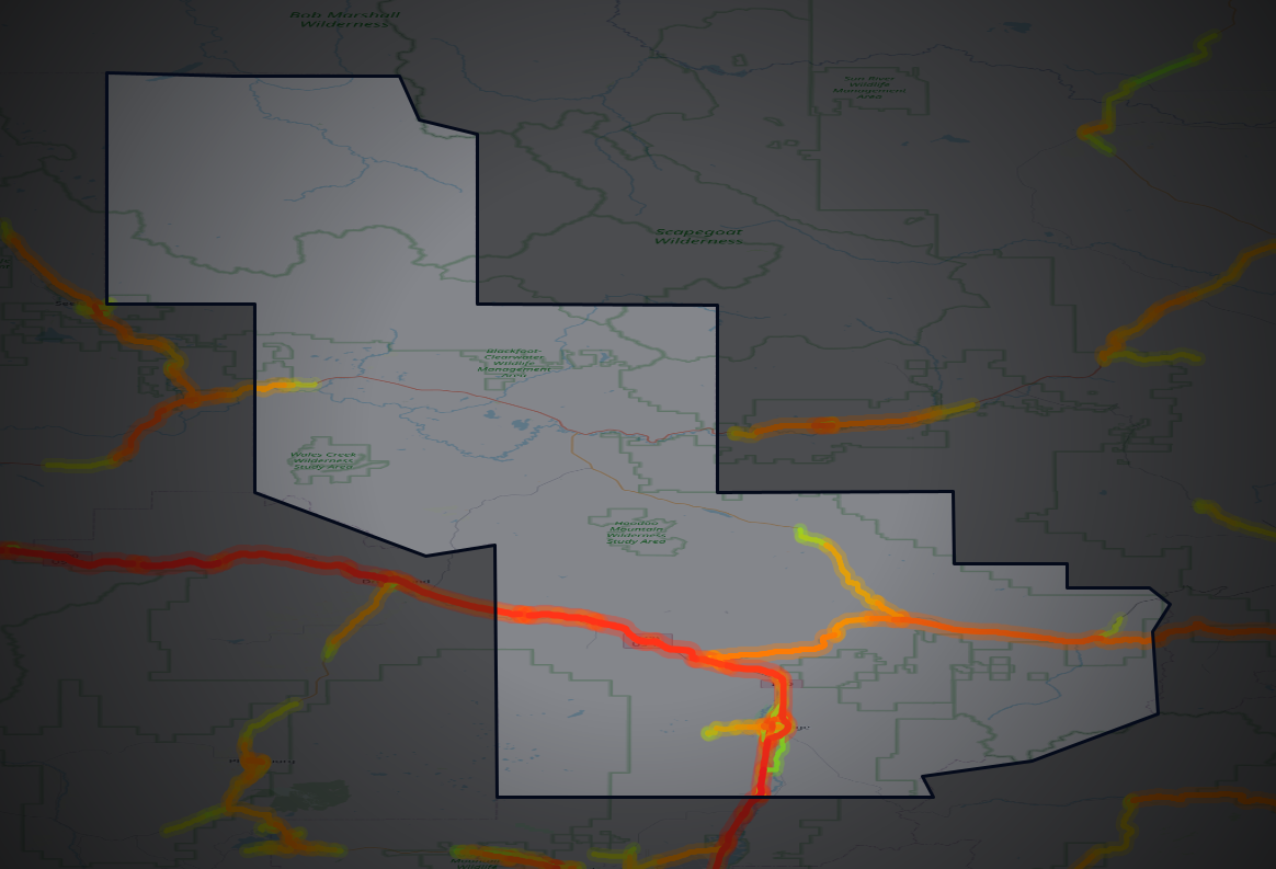 Traffic map of Powell, Montana