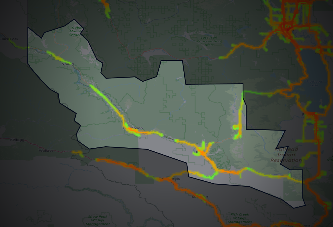 Traffic map of Sanders, Montana