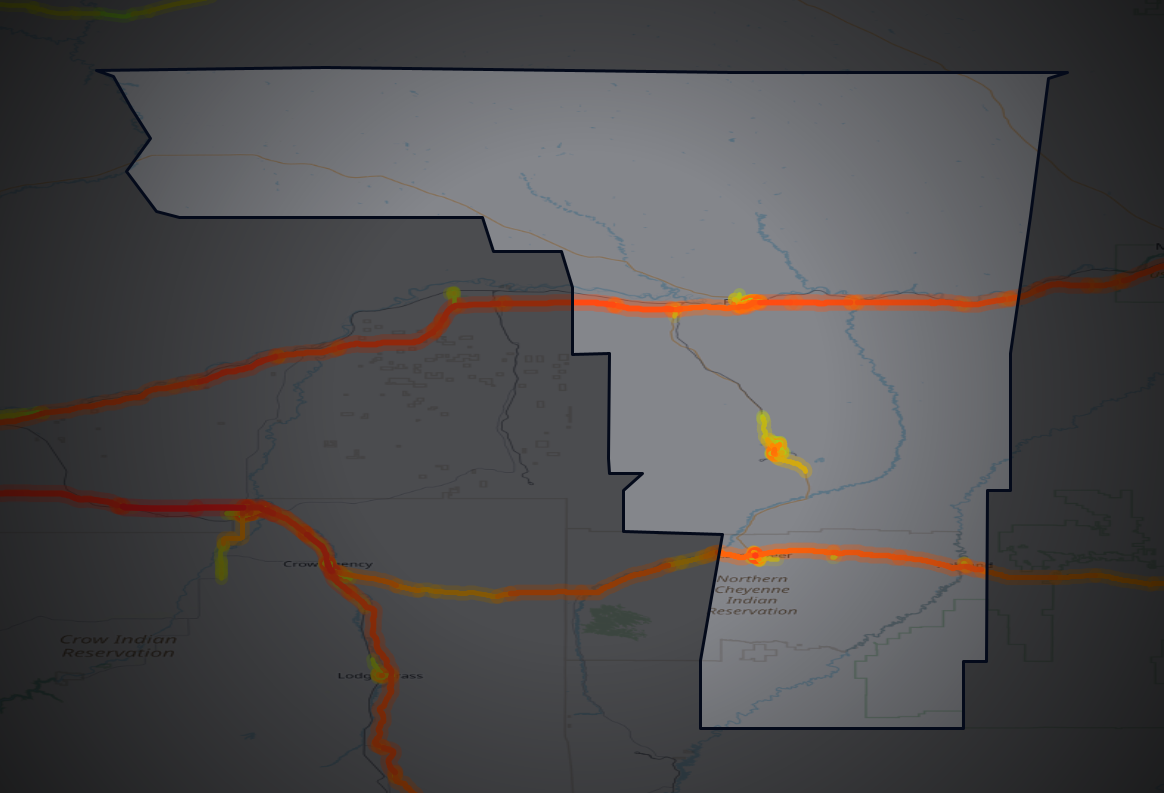 Traffic map of Rosebud, Montana