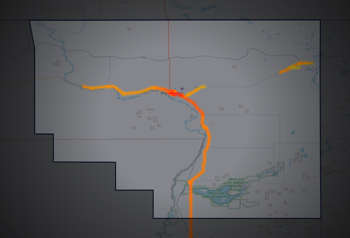 Traffic map of Sheridan, Montana