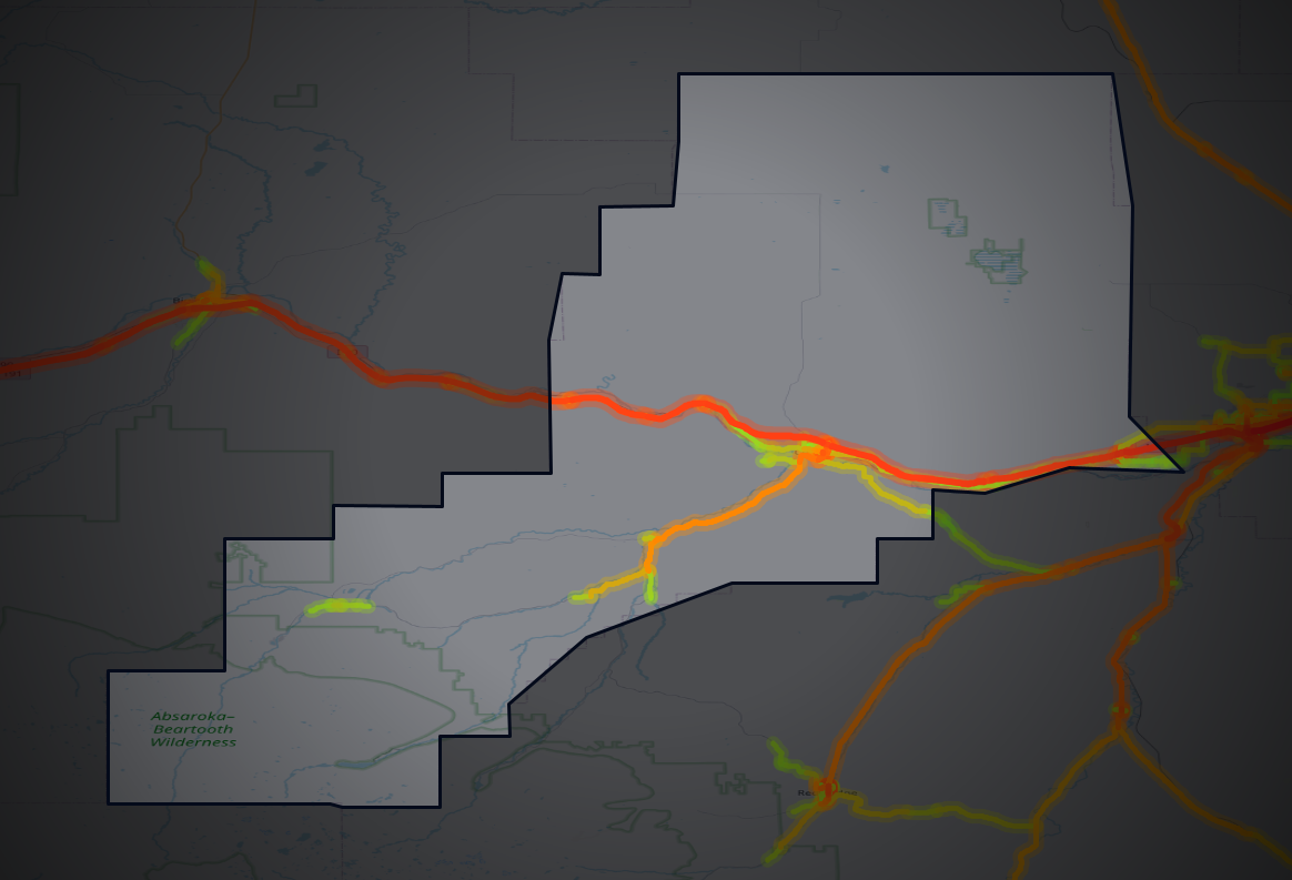 Traffic map of Stillwater, Montana