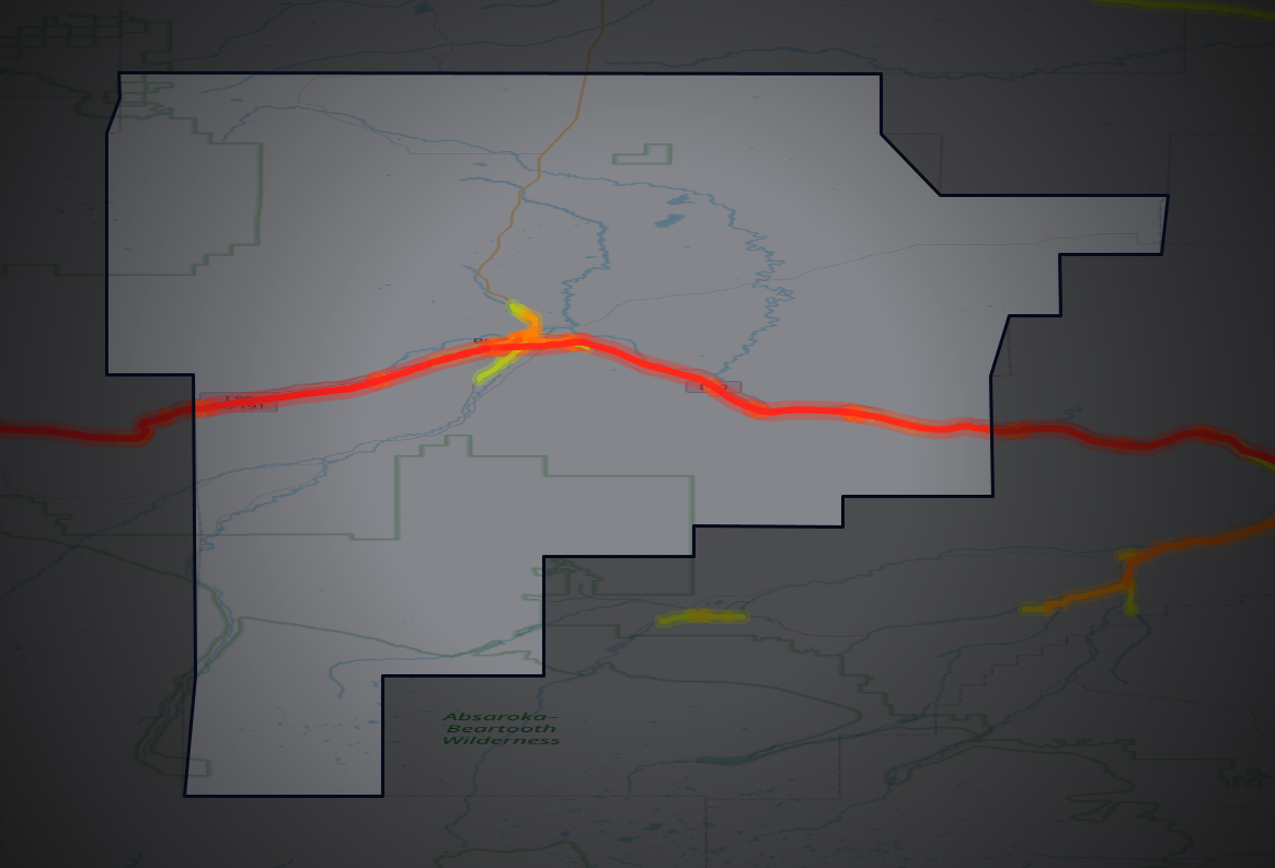 Traffic map of Sweet Grass, Montana