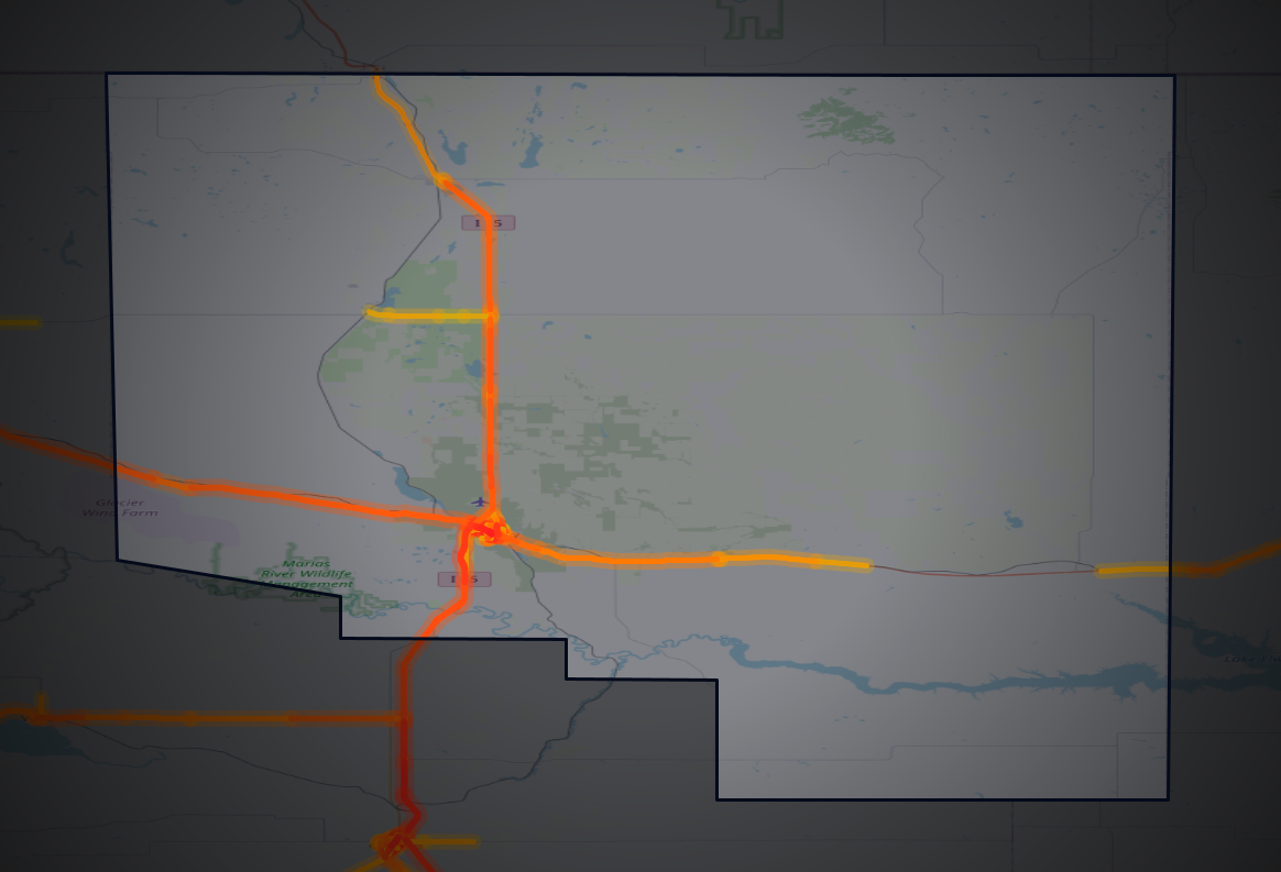 Traffic map of Toole, Montana