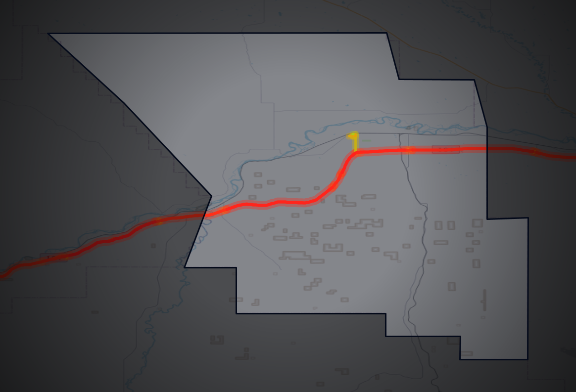 Traffic map of Treasure, Montana
