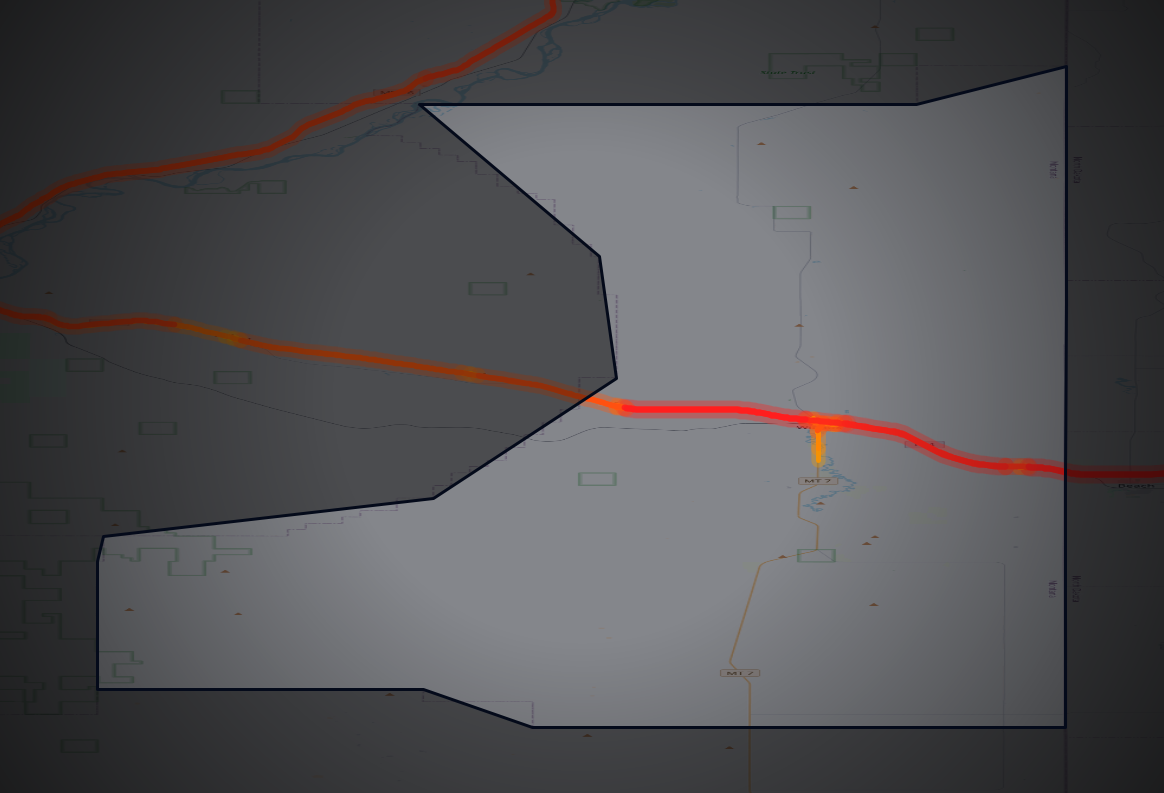 Traffic map of Wibaux, Montana