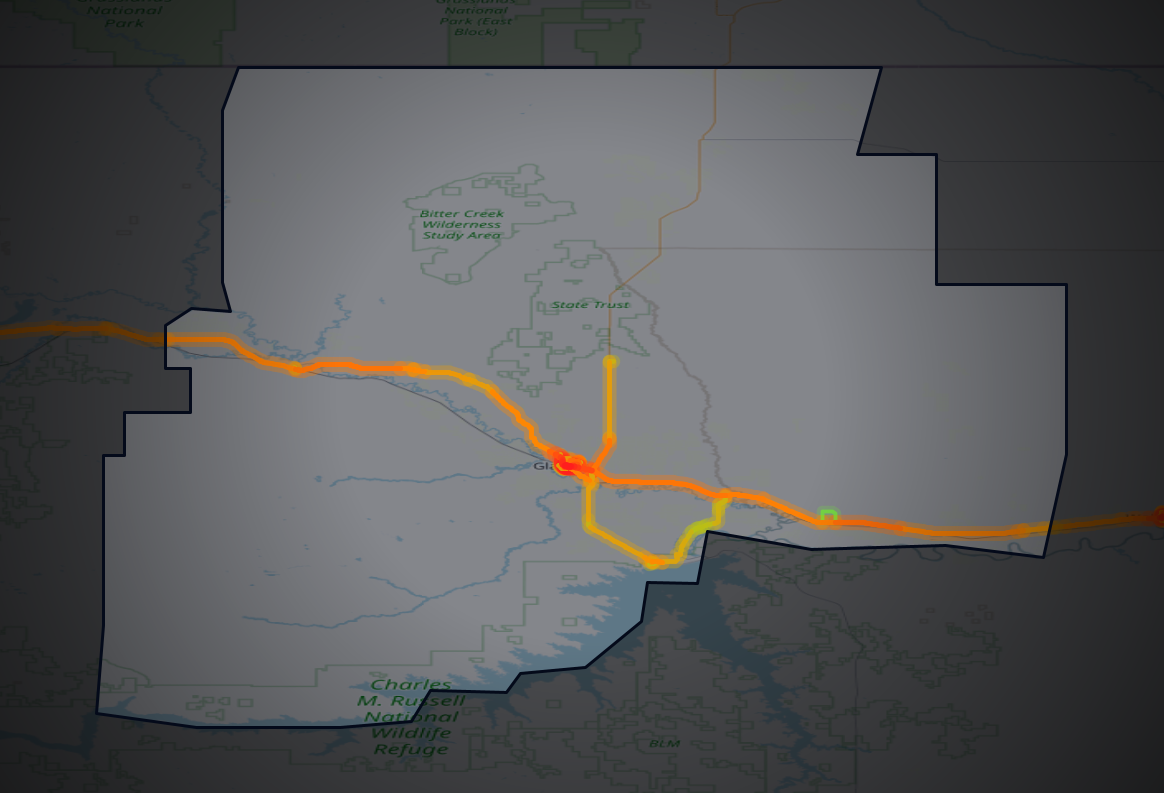 Traffic map of Valley, Montana