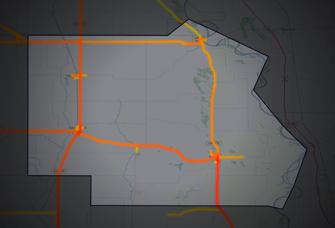 Traffic map of Burt, Nebraska