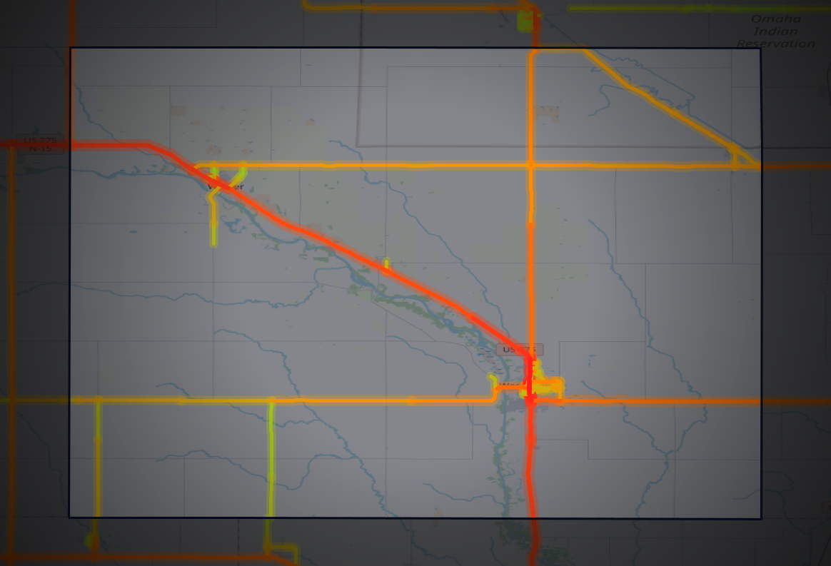 Traffic map of Cuming, Nebraska