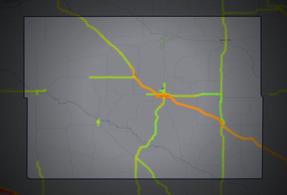 Traffic map of Custer, Nebraska