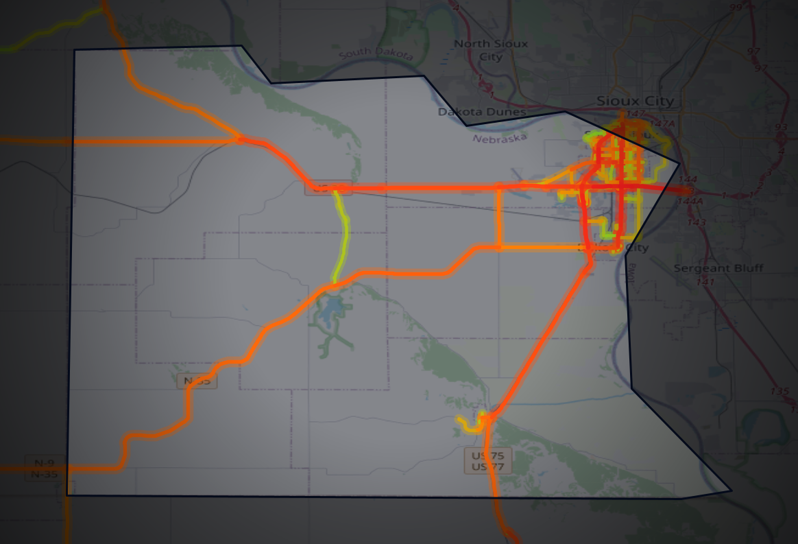 Traffic map of Dakota, Nebraska