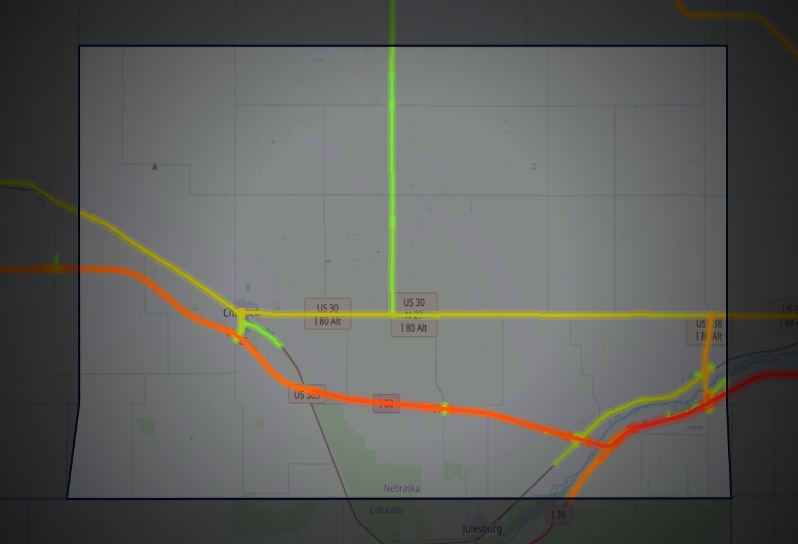 Traffic map of Deuel, Nebraska