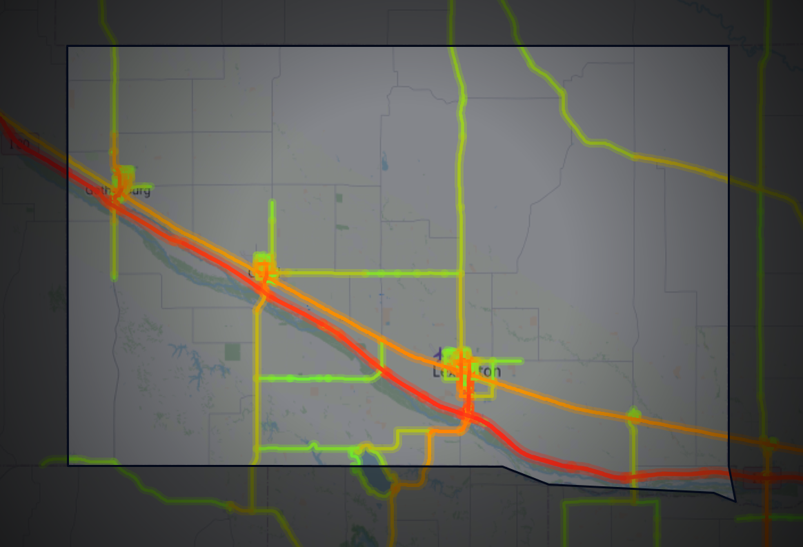 Traffic map of Dawson, Nebraska
