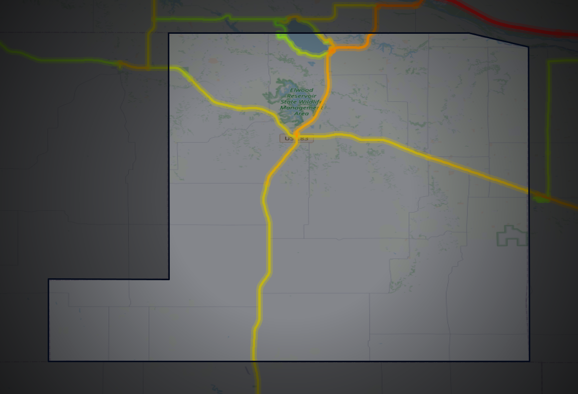 Traffic map of Gosper, Nebraska