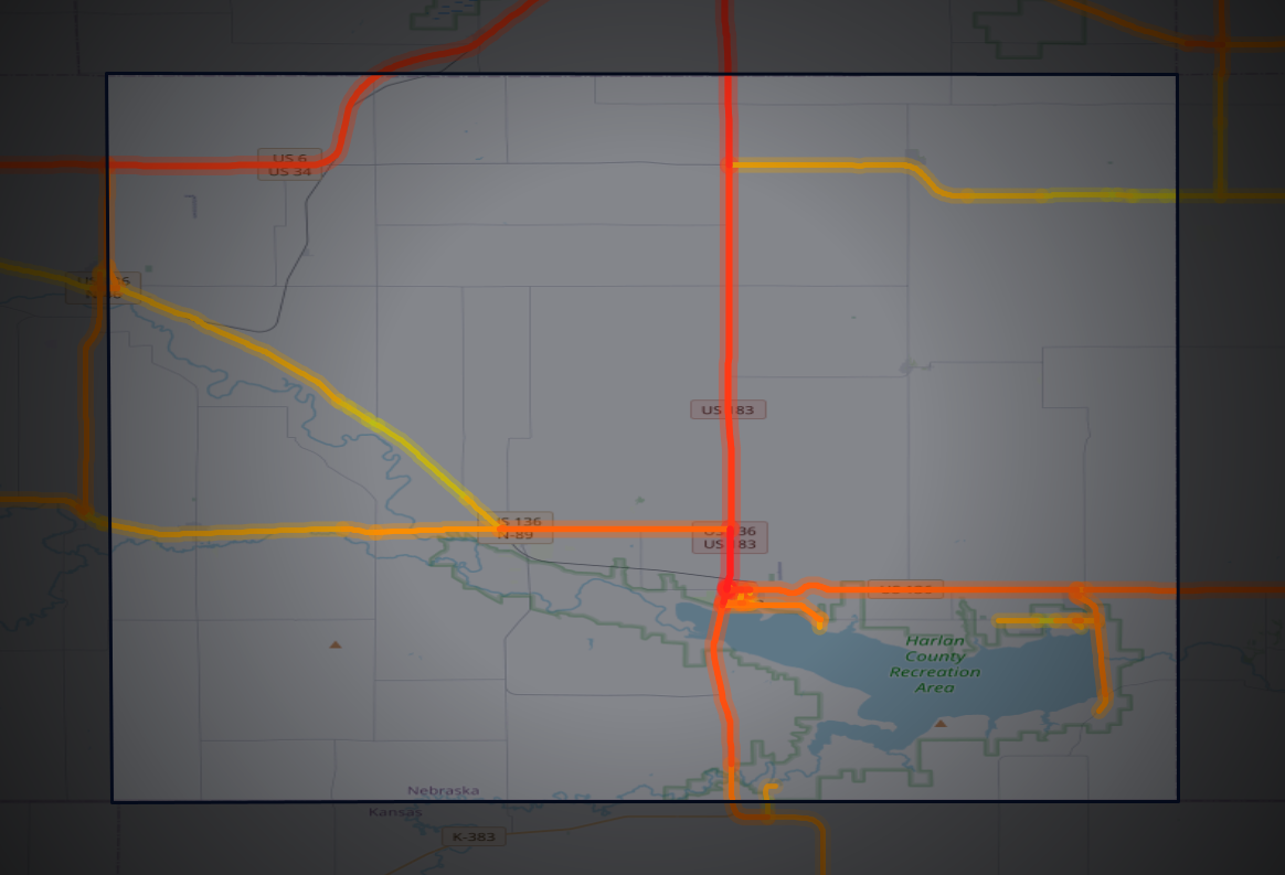 Traffic map of Harlan, Nebraska