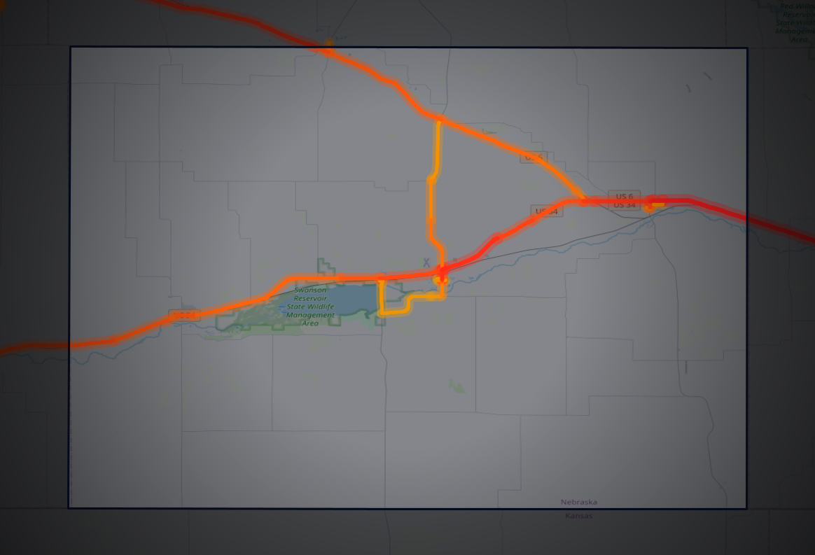 Traffic map of Hitchcock, Nebraska