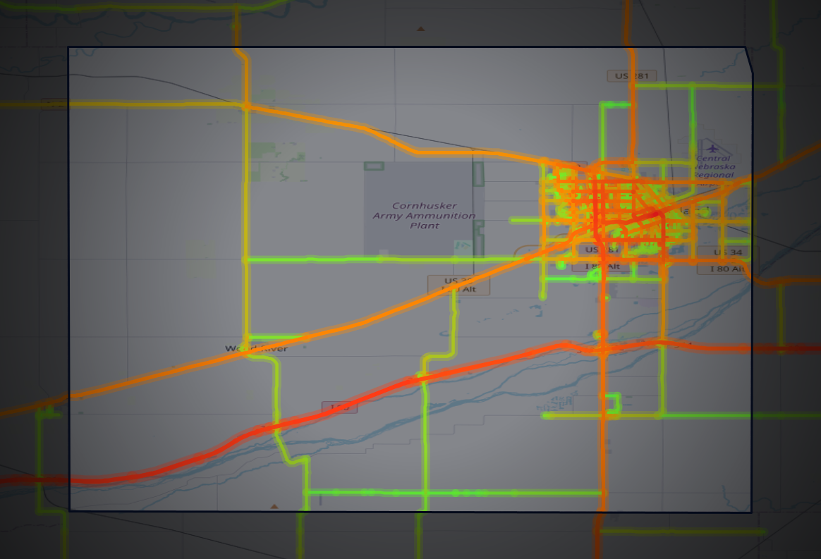 Traffic map of Hall, Nebraska