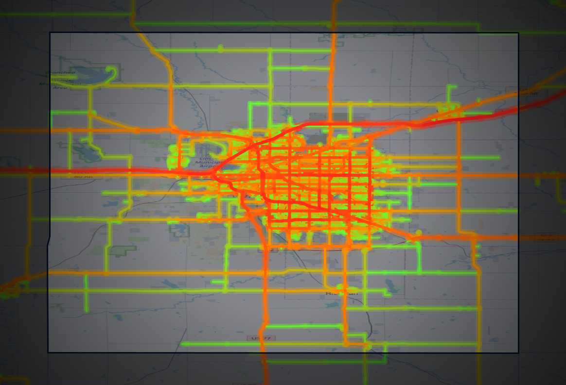 Traffic map of Lancaster, Nebraska