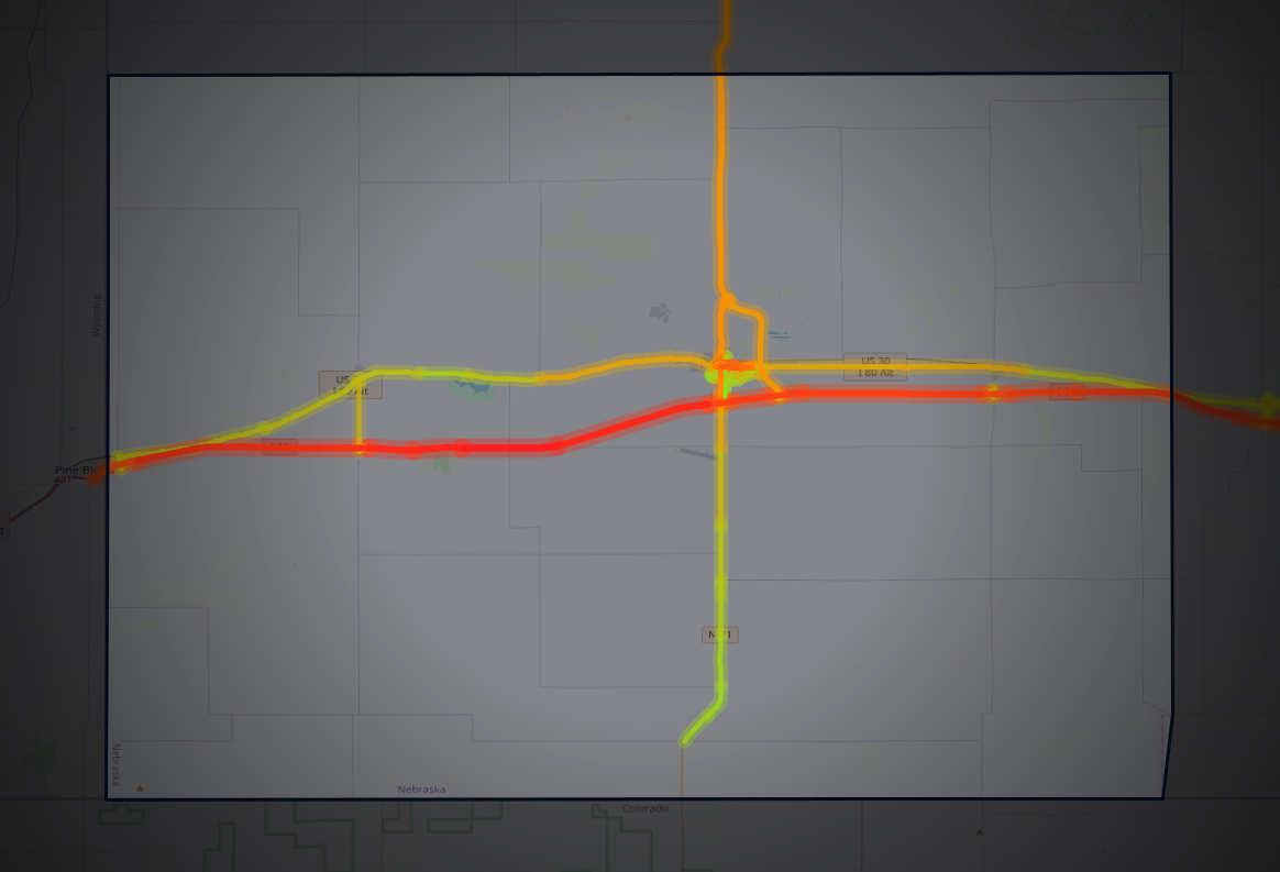 Traffic map of Kimball, Nebraska