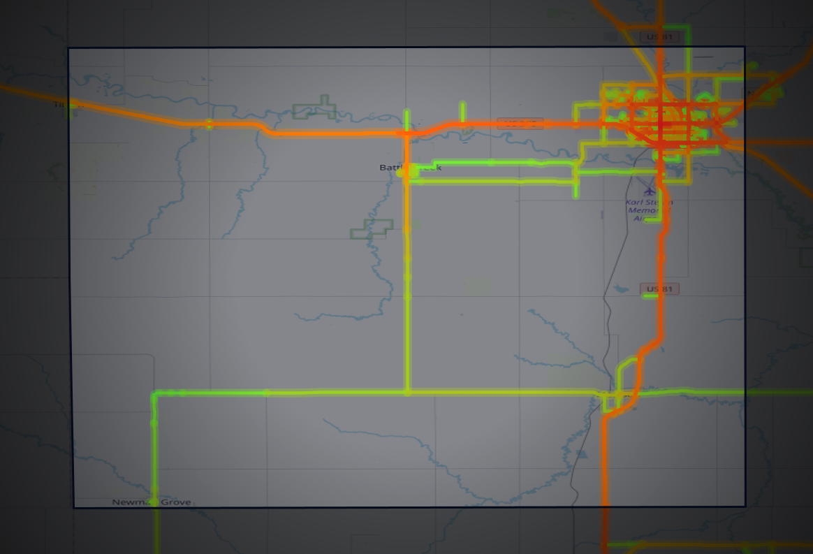 Traffic map of Madison, Nebraska