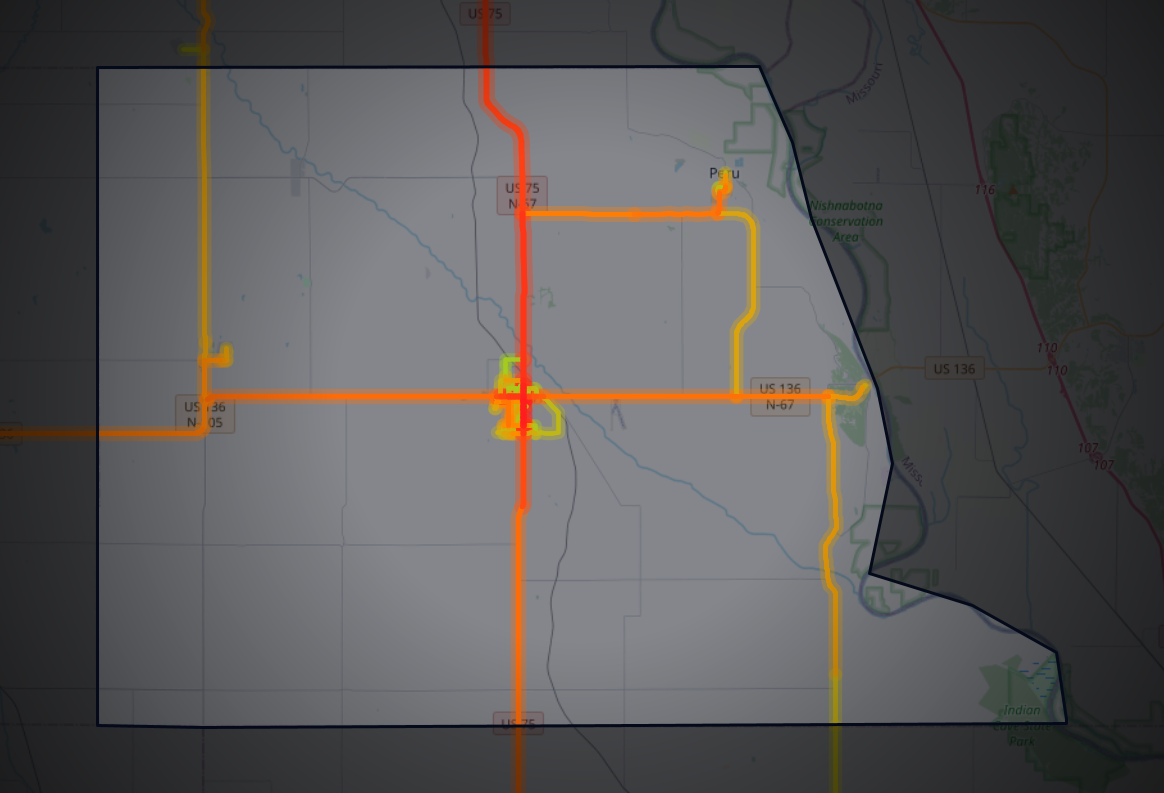 Traffic map of Nemaha, Nebraska