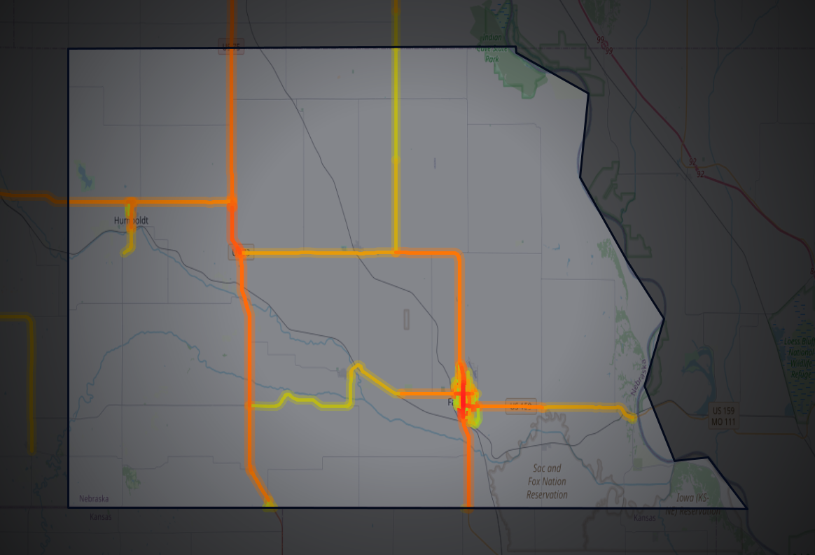 Traffic map of Richardson, Nebraska