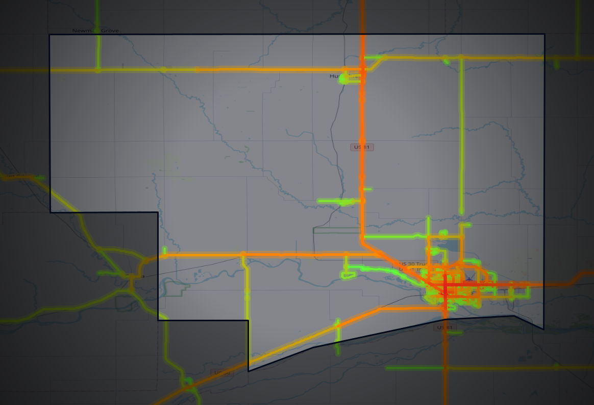 Traffic map of Platte, Nebraska