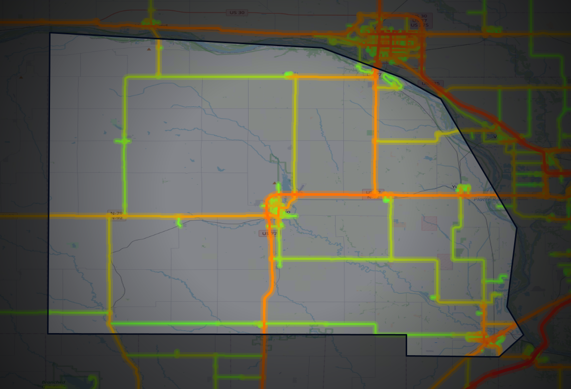 Traffic map of Saunders, Nebraska