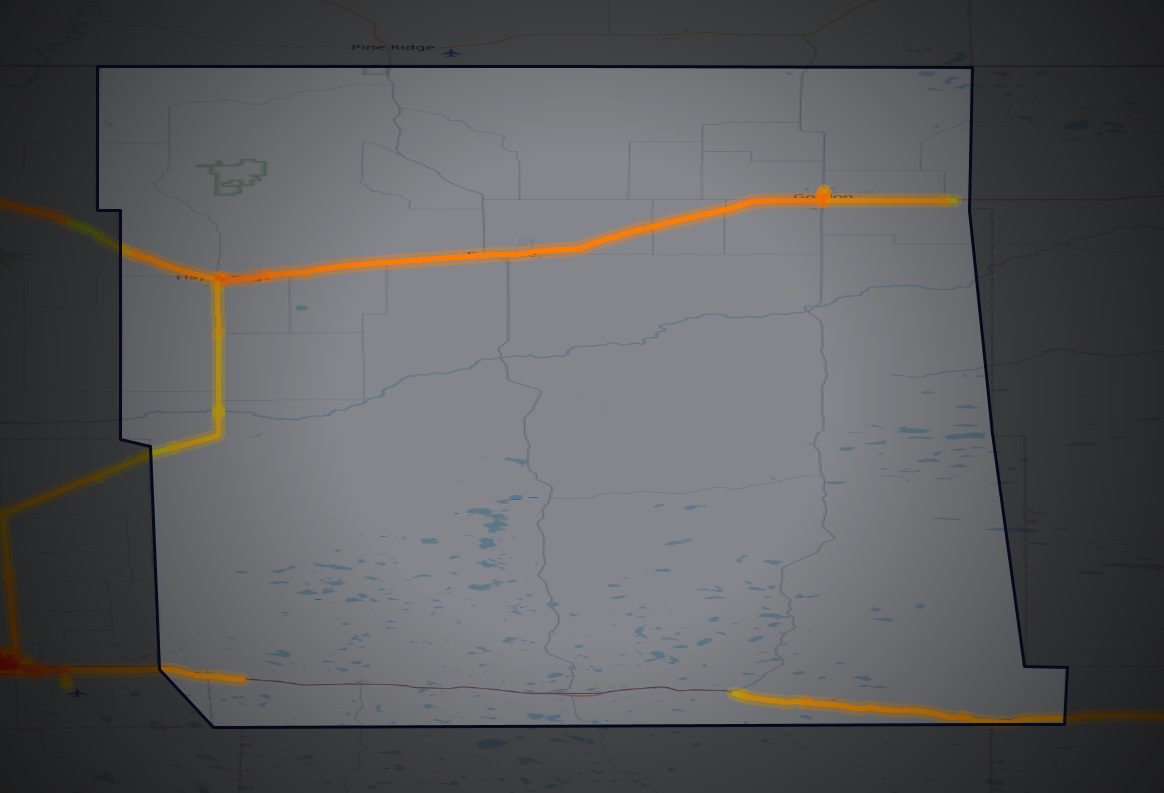 Traffic map of Sheridan, Nebraska