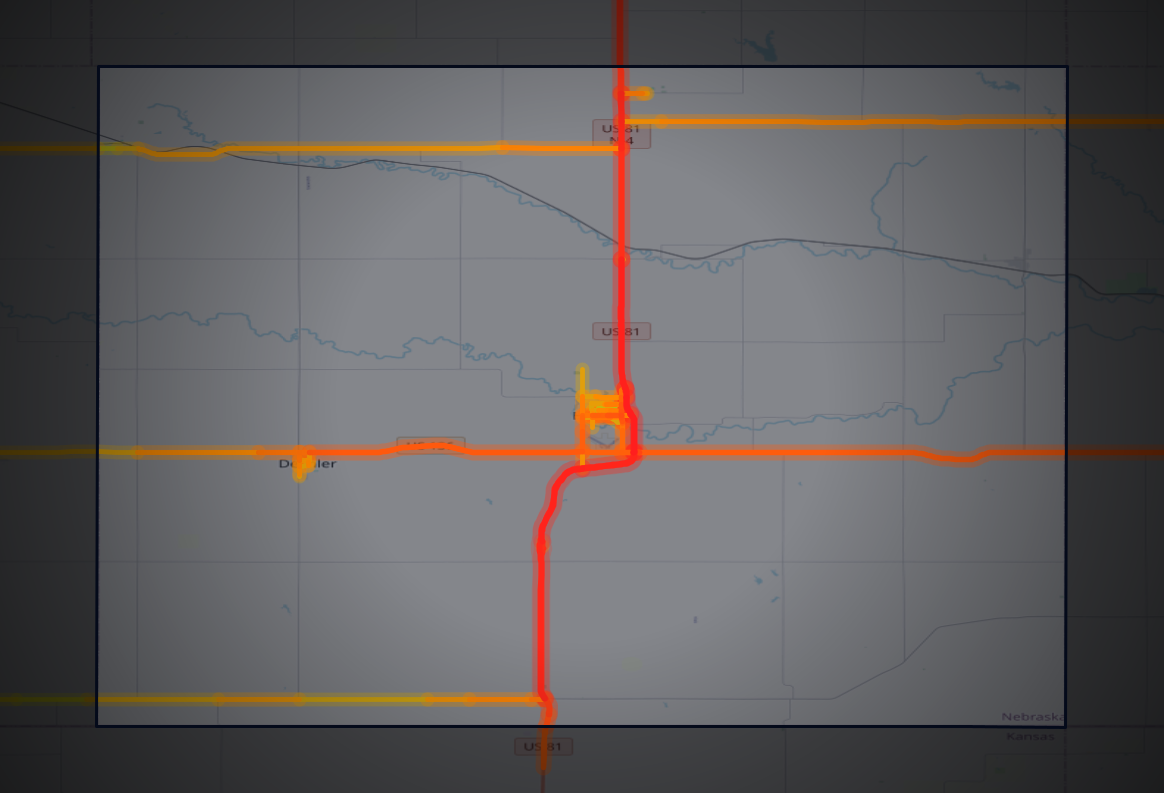 Traffic map of Thayer, Nebraska