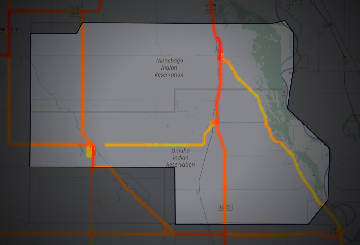 Traffic map of Thurston, Nebraska