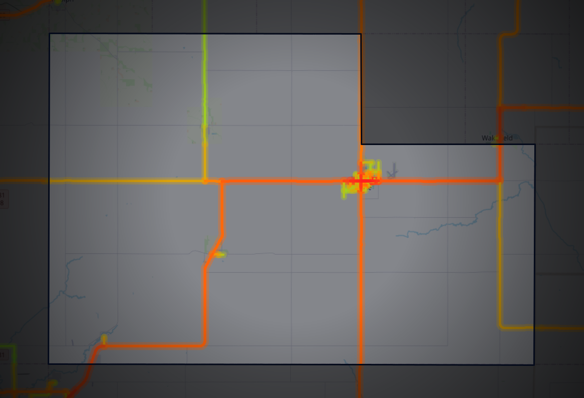 Traffic map of Wayne, Nebraska