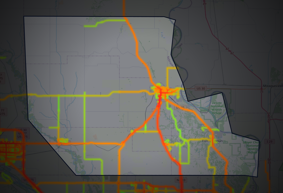 Traffic map of Washington, Nebraska