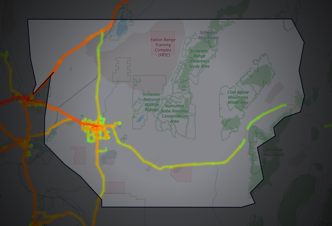 Traffic map of Churchill, Nevada