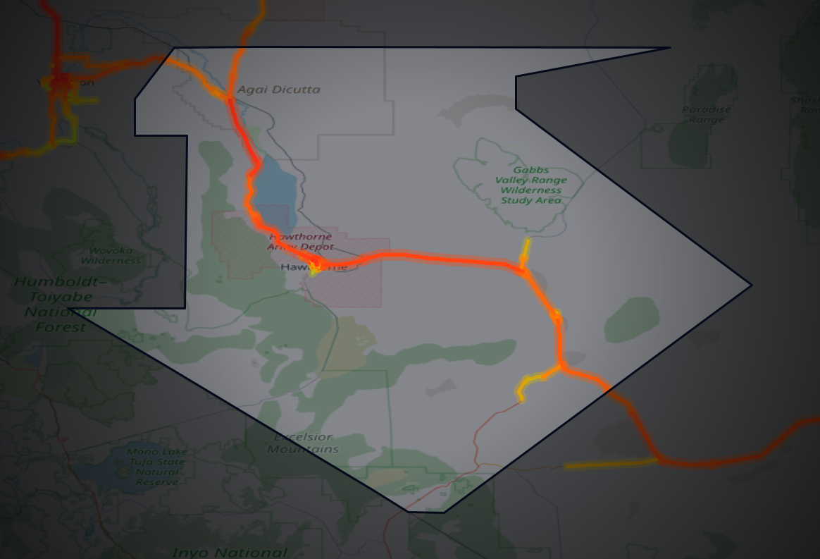 Traffic map of Mineral, Nevada