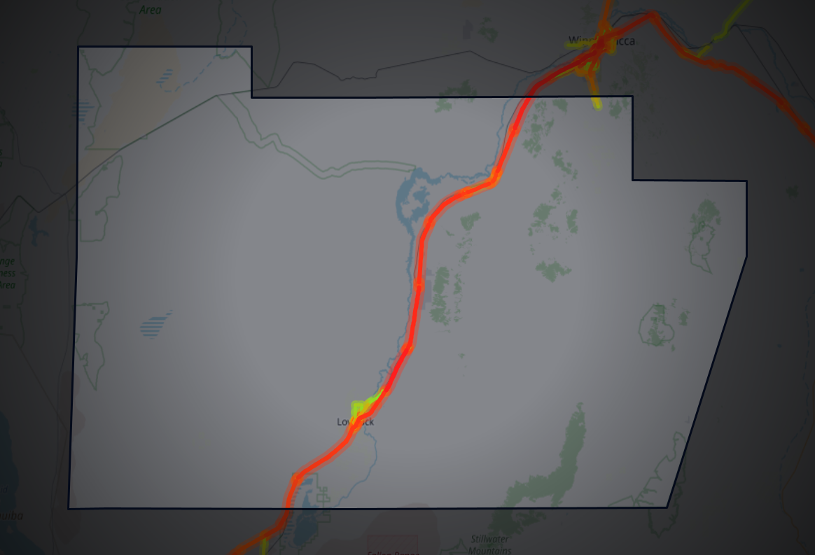 Traffic map of Pershing, Nevada
