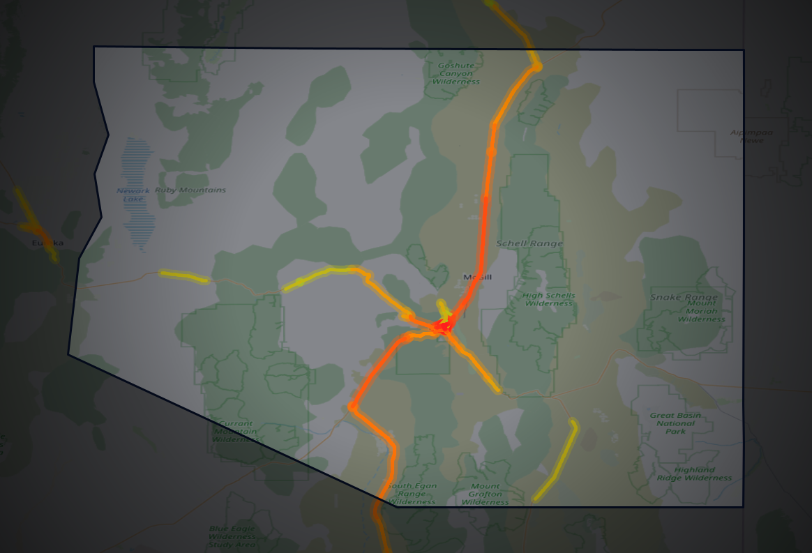 Traffic map of White Pine, Nevada