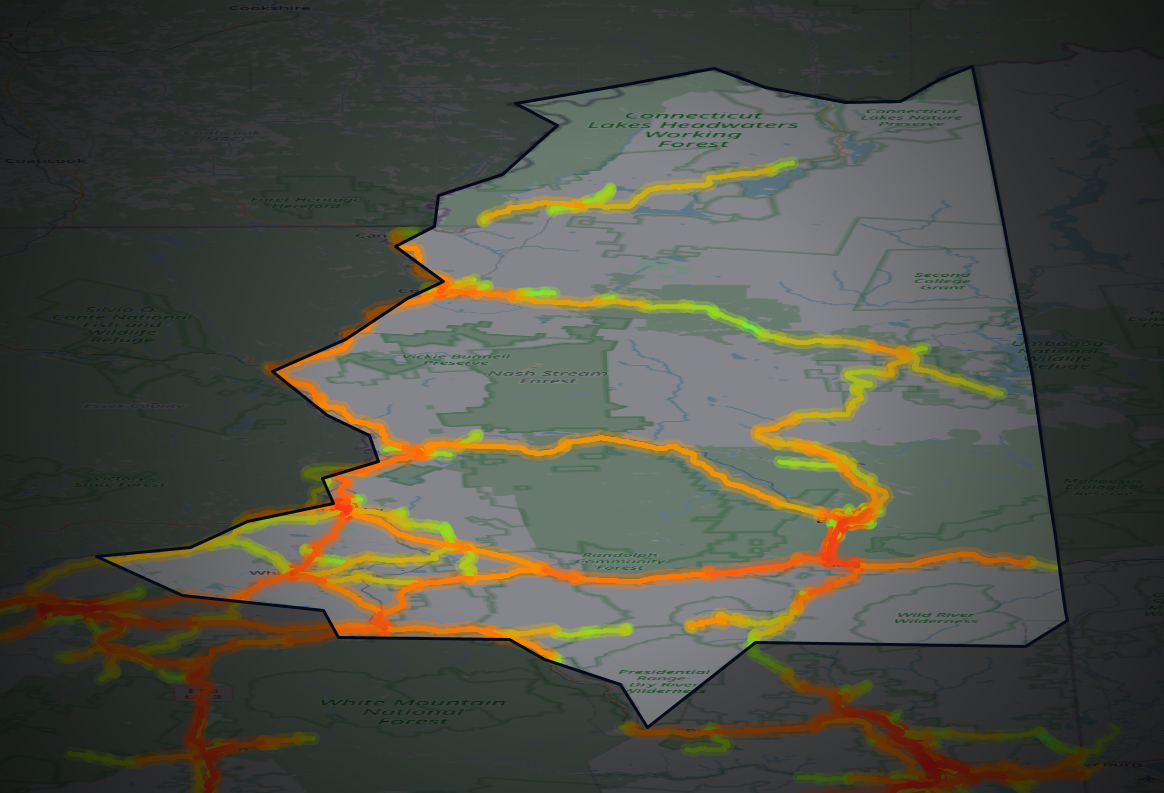 Traffic map of Coos, New Hampshire