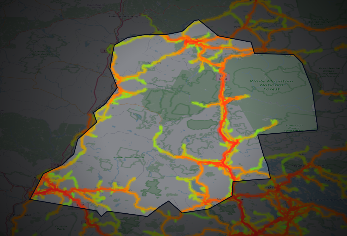 Traffic map of Grafton, New Hampshire