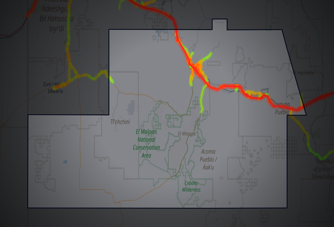 Traffic map of Cibola, New Mexico
