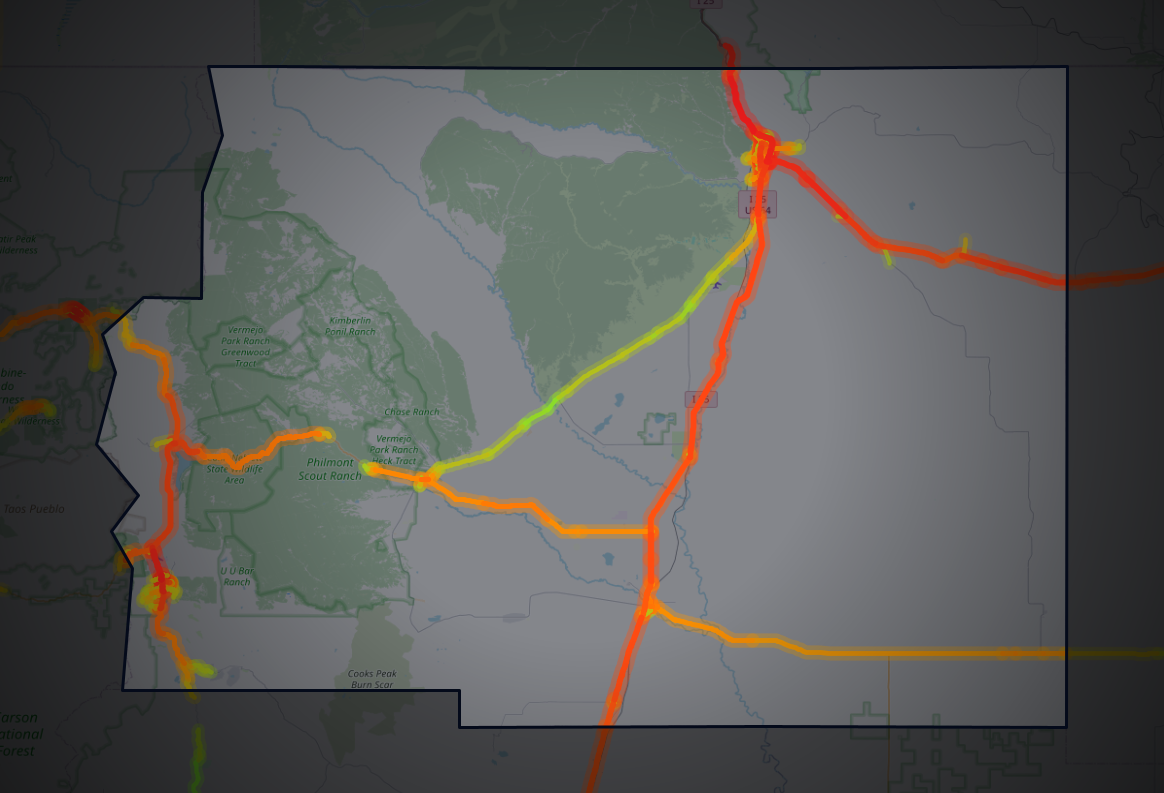 Traffic map of Colfax, New Mexico