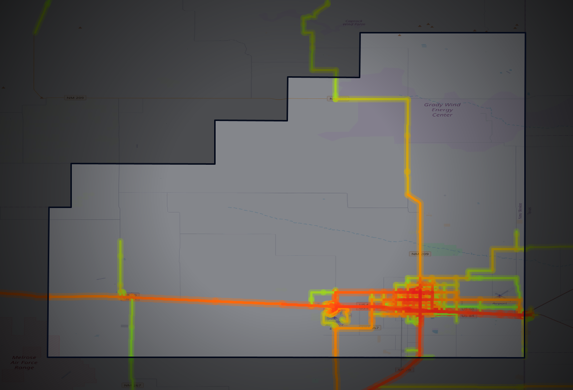 Traffic map of Curry, New Mexico