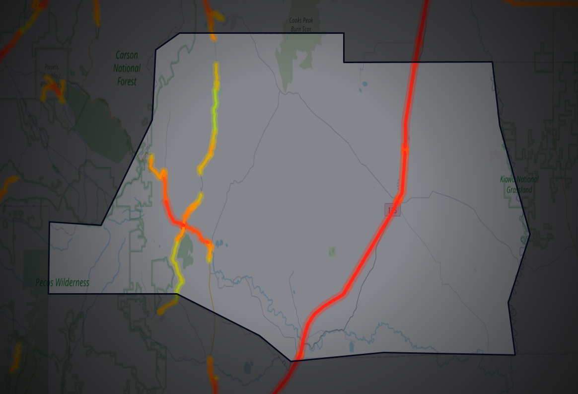 Traffic map of Mora, New Mexico