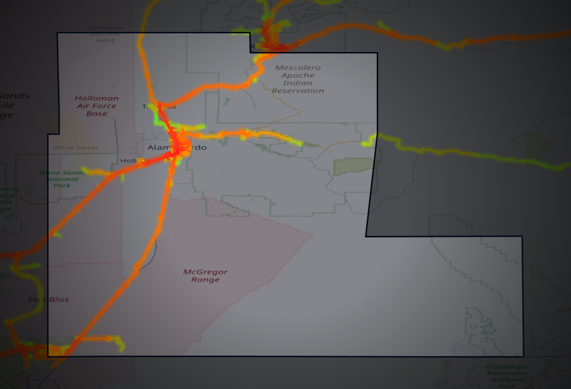 Traffic map of Otero, New Mexico