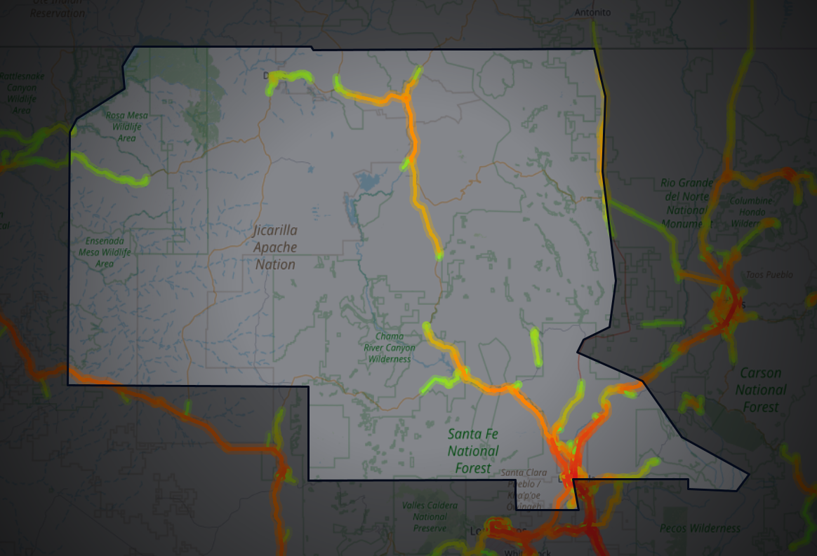 Traffic map of Rio Arriba, New Mexico