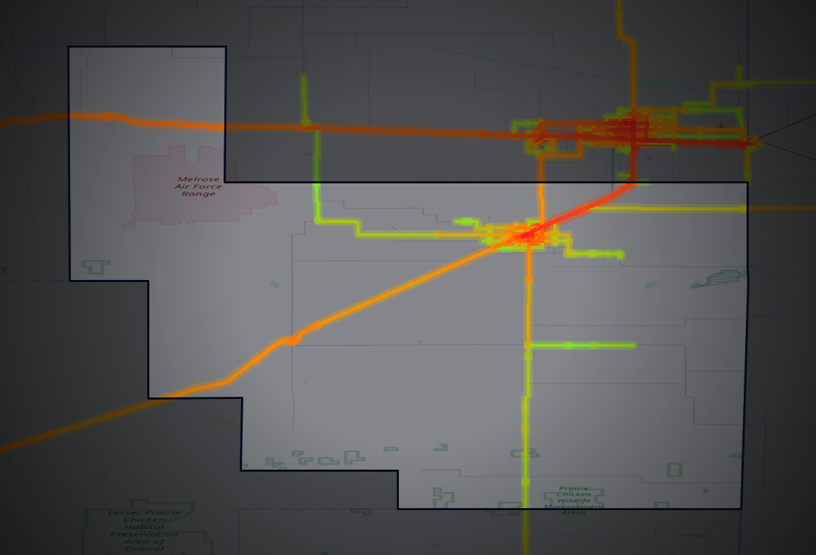 Traffic map of Roosevelt, New Mexico