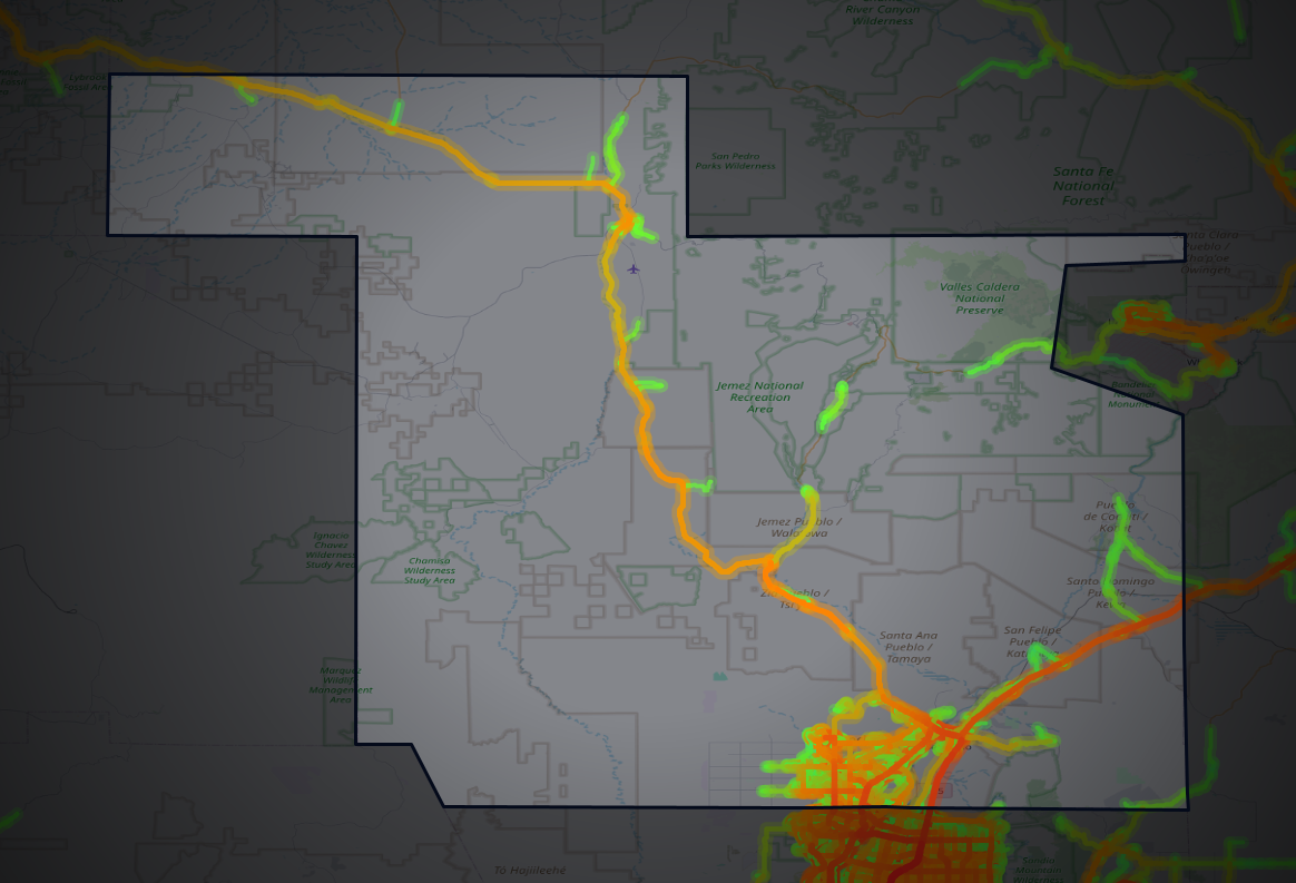 Traffic map of Sandoval, New Mexico