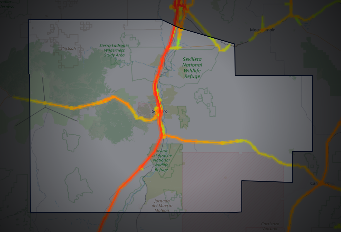 Traffic map of Socorro, New Mexico